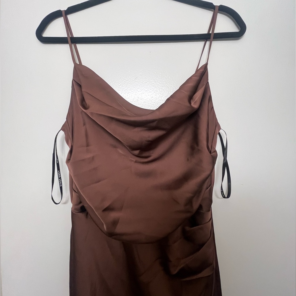 Birdy Grey - Lydia Dress - Matte Satin Chocolate Brown - Small - Picture 8 of 15